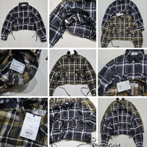 日本3.3 checked ribbon shirt 