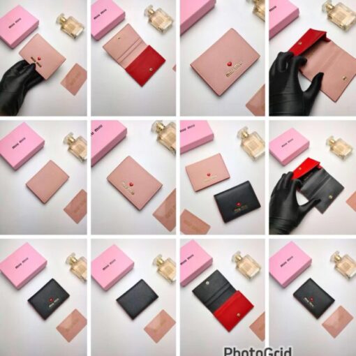 Miu miu Heart Leather card case